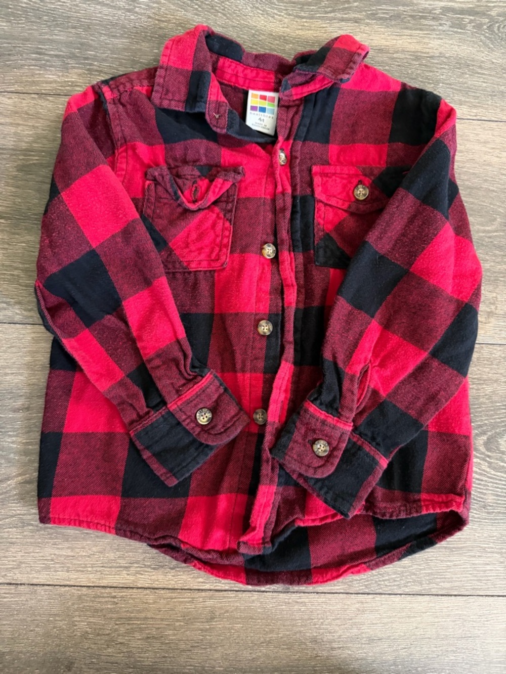 Sz 4t Kids Red & Black Buffalo Plaid Button-Up Shirt